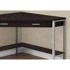 Monarch Specialties 7502 42" Computer Desk - Espresso Corner/Silver Metal-Sturdy metal frame in a silver finish has robust, exposed side legs with a rectangular shape
