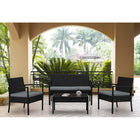 Manhattan Comfort Noli Modern Patio 4-Person Conversation 4-Piec Set with Coffee Table - Black/Grey-Chair Dimension Measures: 23.23" Length, 23.23" Depth, 27.95" Height