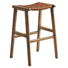 Modway - Saoirse Cuir Tabouret de bar en bois - Brun noyer - Ensemble de 2-6