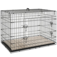 PawHut - Cage pour chien 41 po, cage pliante en métal avec 2 portes, plateau, coussin-Portes avant et latérales pour un accès facile, avec des loquets latéraux pour les maintenir en sécurité à l'intérieur si nécessaire 