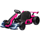 Aosom Kids 24V Battery Powered Go Kart with Adjustable Seat - Pink-Reach a maximum speed of 7.5 mph (12 km/h) 