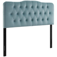 Modway - Annabel Touffe de diamant Performance Velvet Tête de lit King, Bleu clair-Luxueuse tête de lit King