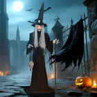 Outsunny 5.6' Animated Witch Halloween Decoration-Versatile decoration fits homes, parties and covered public spaces for unique scares 