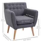 HOMCOM Mid-Century Modern Accent Chair with Wood Frame - Thick Padding for Living Room - Light Grey-Angled and tapered legs complete chair's chic appearance   
