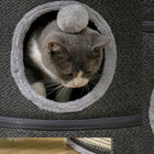 PawHut 2-Story Cat Condo Barrel Tree with Hideaways and Scratching Board-Material: Polyester, Plush, Foam, Sisal 