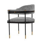 Manhattan Comfort Lia 24.8" Modern Chenille Upholstered Dining Armchair - Grey - Set of 2-Commercial Grade Tested with Weight Capacity of 330 lb