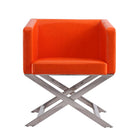 Manhattan Comfort Hollywood 25.6" Contemporary Faux Leather Upholstered Accent Chair - Orange and Polished Chrome - 2 Pack-Tight Back with High Density Foam Filled Padding