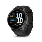 Garmin - Venu 4 – 45 mm, Ardoise avec bracelet en silicone noir-Surveillance de la santé 24/7: Apportez des améliorations vers un mode de vie plus sain grâce à des fonctionnalités de surveillance de la santé étendues, telles que le suivi de l'énergie Body Battery , le stress, le Pulse Ox et le suivi de la santé des femmes — y compris les estimations d'ovulation passées — et plus encore