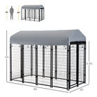 PawHut - Chenil pour chien d’extérieur en fil soudé avec toit 8 pi L x 4 pi l x 6 pi H-Reliez plusieurs chenils ensemble sans pièces ou panneaux supplémentaires 