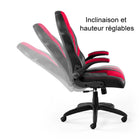 Emerge - Fauteuil de jeu en cuir reconstitué Vortex de la gamme - noir et rouge-Le fauteuil est doté d’un soutien lombaire, d’un siège à hauteur réglable et d’un basculement réglable et verrouillable pour un soutien personnalisé