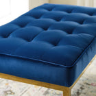 Modway Loft Gold Stainless Steel Leg Medium Performance Velvet Bench - Gold/Navy-Linear Biscuit Button Tufting