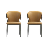 Manhattan Comfort - Lot de 2 chaises de salle à manger modernes Kirsten 20,5 po en similicuir camel-Chaise de salle à manger moderne pour salle à manger et usage de travail lot de 2