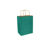 Eddie's 100% Recycled Kraft Shopper Paper Bag - 8" L x 4-3/4" W x 10-1/4" D - Aqua Teal - 100 Pack-8" x 4-3/4" x 10-1/4"