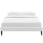 Modway Sharon Vinyl Full Bed Frame with Squared Tapered Legs - White-Non-Marking Foot Glides