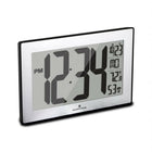 Marathon Watch Atomic Wall Clock w/ Stand & 8 Time Zones - Self-setting - Black/Stainless Steel-Large display: easy to read 4" high display