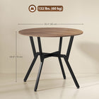 HOMCOM Round Dining Table with Steel Frame for Kitchen - Brown-4 tilted legs with a middle "X" shaped design for added strength