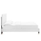 Modway Current Performance Velvet Twin Platform Bed with Wood Legs and Gold Sleeves - White-Bed Frame Weight Capacity: 800 lb