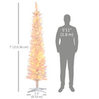 HOMCOM 7' Slim Artificial Christmas Tree with Colourful LED Lights - White-LED lights consume little energy and are cool to touch 