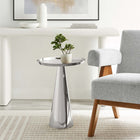 Modway Maren Round Side Table - Nickel-Conical Pedestal Base
