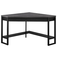 Monarch Specialties 7503 42" Computer Desk - Black/Grey Top Corner/Black-Corner computer desk with storage in black with a grey desktop