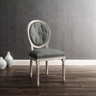 Modway Arise Vintage French Upholstered Fabric Dining Side Chair - Natural Grey-Button Tufted Diamond Trim