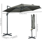 Outsunny ⌀ 9.6' Patio Hanging Offset Umbrella Aluminum - Grey-A 5-level adjustable angle provides full shade