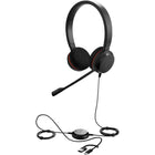 Jabra Evolve 20 MS Stereo Headset with Foam Ear Pad - Teams-Finished in Black, the headset features a binaural, on-ear, over-the-head design that provides comfort and focus during extended use.