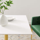 Modway Verne 35" Square Dining Table - Gold White-White Coating