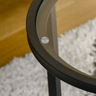 HOMCOMNesting Coffee Tables with Metal Base - Black - Set of 2-Color: Black, Clear 