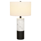 Hudson&Canal - Lampe de table Liana 61 cm de haut avec abat-jour en tissu - Marbre/Noir/Blanc-Associé à un abat-jour en tissu tambour blanc