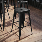 Flash Furniture 30" High Backless Distressed Black Metal Indoor-Outdoor Barstool-500 lb. Weight Capacity