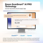 Epson RapidReceipt RR-620W Wireless Desktop Colour Duplex Receipt and Document Scanner-Epson ScanSmart AI PRO Technology - Intelligently extracts and converts your receipts and documents into smart, AI-ready data, optimized for use by the latest AI applications