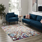 Modway Lavendula Triangle Mosaic Area Rug - 5 ft W x 8 ft L - Multicolored-Tight Low Pile Weave