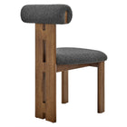 Modway - Torian Tissu Boucle Chaise à manger - Charbon de bois en noyer - Ensemble de 2-8