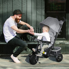 Qaba - Tricycle 6 en 1 pour tout-petits 1-5 ans avec poignée parentale - gris-Poignée de poussée amovible permettant aux parents de contrôler facilement la direction 