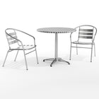 Flash Furniture – Table ronde de 31,5 po en aluminium avec 2 sièges à traverses, intérieur/extérieur (TLH32RD017BCHR2)-Aluminium/aluminium, plastique, acier inoxydable