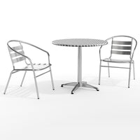 Flash Furniture – Table ronde de 31,5 po en aluminium avec 2 sièges à traverses, intérieur/extérieur (TLH32RD017BCHR2)-Aluminium/aluminium, plastique, acier inoxydable