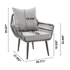 Manhattan Comfort Portofino Modern Patio 4-Person Conversation 4-Piece Set with Coffee Table - Grey-Removeable Cushions with Zipper. Made of High Quality Water Proof Fabric. Washable Fabric