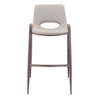 Zuo Desi Barstool - Beige/Walnut - Set of 2-Plush and durable faux leather fabric