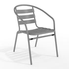 Flash Furniture Silver Metal Restaurant Stack Chair with Aluminum Slats-Stackable Cafe Chair