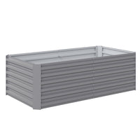 Outsunny Galvanized Raised Garden Bed - Light Grey-22.6"(57.5 cm) extra deep design is suitable for deep-rooted plants
