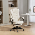 Vinsetto 7-Point Vibration Massage Office Chair with Footrest and Swivel Wheels - Beige-Take a break and stretch out with a 155° recline angle