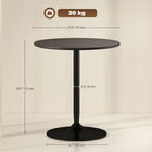 HOMCOM 27.6" Round Dining Table in Wood Veneer - Black-Round steel pedestal base offers strong and reliable support