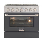 Kucht 36" KNG Series Pro Style Natural Gas Range - Stainless Steel/Cement Grey-Cook and bake like a pro with the extra-large convection oven that offers 4.2 cu. ft. of capacity, a 5-rack configuration, and an extra-large viewing window