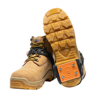 Impacto - Crampons à glace en acier à talon renforcé - Taille unique - Orange avec sangles noires - 1 paire-Fabriqué en élastomètre thermoplastique (TPE) exclusif qui fonctionne jusqu’à -45 degrés.