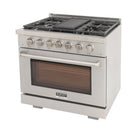 Kucht 36" KFX-X Series Pro Style Propane Gas Range - Stainless Steel-Product dimensions 27.75" L x 36" W x 36" H