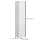 Kleankin Slim Bathroom Storage Cabinet with Adjustable Shelves - White-Built-in finger pull door design to replace knobs and handles