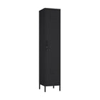 Manhattan Comfort Naomi Modern Accent and Storage Cabinets - Black - Set of 2-15.8" L x 31.5" W x 72.8" H