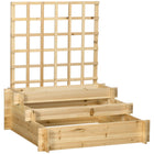 Outsunny 3-Tier Raised Garden Bed with Trellis for Climbing Plants - Natural-Back trellis for climbing plants
