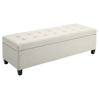 HOMCOM - Banc d’entrée en tissu lin avec pieds en bois - beige-Élégant et chic, ce banc sublime n'importe quel espace de vie   
